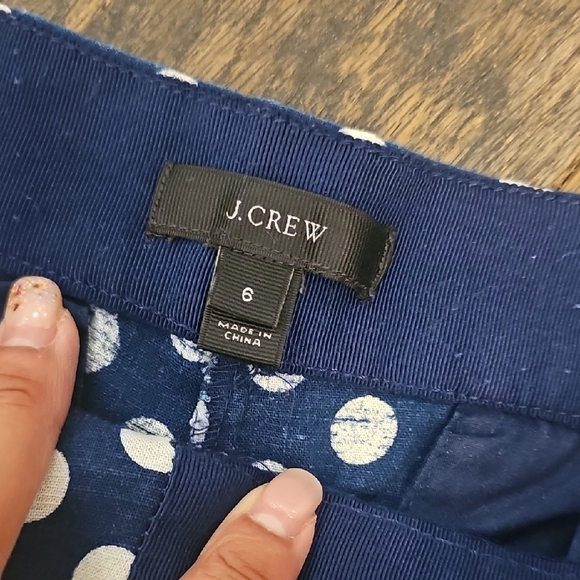 J. Crew High Waist Navy Polka Dot Shorts - Picture 2 of 4